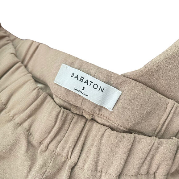 Babaton Small Dexter Pant Tan Tuxedo Pull On Crepe Ankle Cropped - Picture 2 of 10